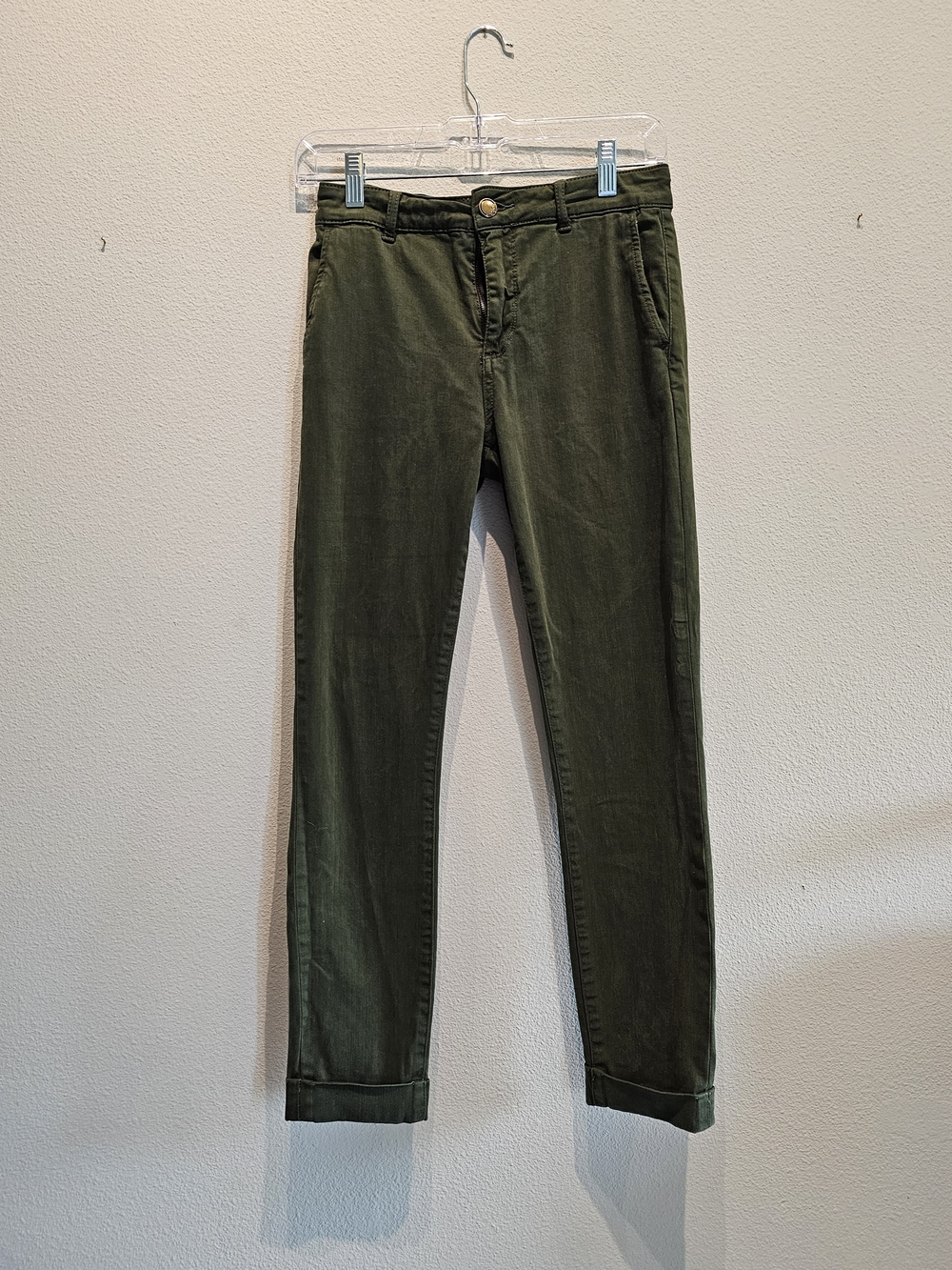 Women's Olive Green Ankle Cut, Cuffed Pants, Size 4/27, Like New
